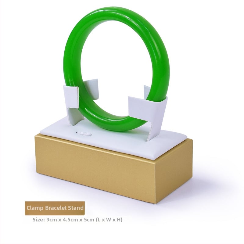 Juveelide kuvamisalust käevõrudele, kahekordne riiul, metallkonstruktsioon, nahkkattega korpus, süstimise vormimine