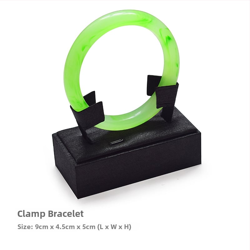 Juveelide kuvamisalust käevõrudele, kahekordne riiul, metallkonstruktsioon, nahkkattega korpus, süstimise vormimine