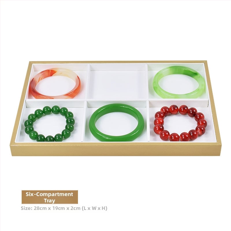 Juveelide kuvamisalust käevõrudele, kahekordne riiul, metallkonstruktsioon, nahkkattega korpus, süstimise vormimine