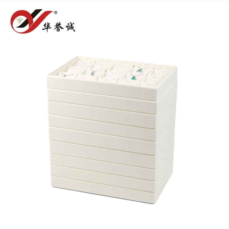 PU ādas juvelierizstrādājumu demonstrācijas trauks – viens gabals, uzkrāšanas displejs, diatomu māla korpuss, ziemeļu stils