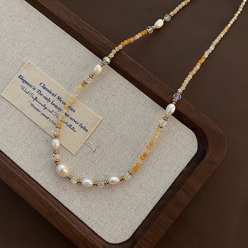 Kaklo vėrinys su natūraliu akmeniu, rankų darbo pakabukas iš titano plieno, rutulinė grandinė, apimtis 31–40 cm, geometrinis dizainas.