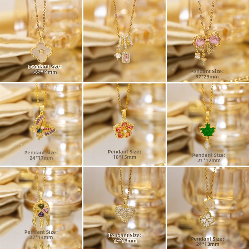 Titano plieno kaklo vėrinys su keturių lapų dobilu pakabuku, varinis įdėtas su cirkoniais, mikro įtvirtinimas, grandinėlė Flash o chain