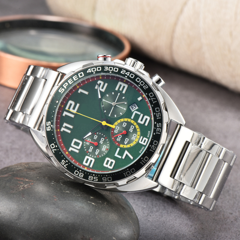 Nairicha Meeste kvarts kronograafiga kell roostevabast terasest korpuse ja rihmiga, analoogne näit, safiirklaas, liikumine 5257