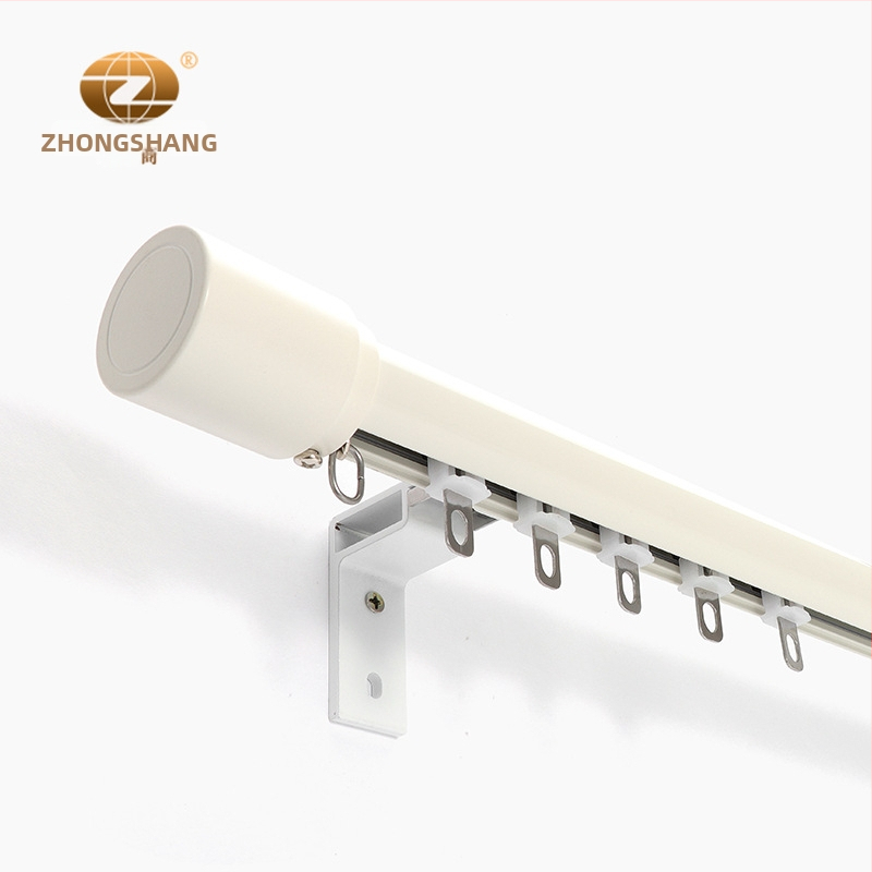 Aliuminio lydinio užuolaidų lazda, Modelis 491 apatinė bėginė juosta; Priedai: dekoratyvinė galvutė, ritė, laikiklis, tarpiklis; Stilius: šiuolaikinis paprastumas (Modelis: 491; Medžiaga: aliuminio lydinys; Tipas: užuolaidų lazda; Priedai: dekoratyvinė gal