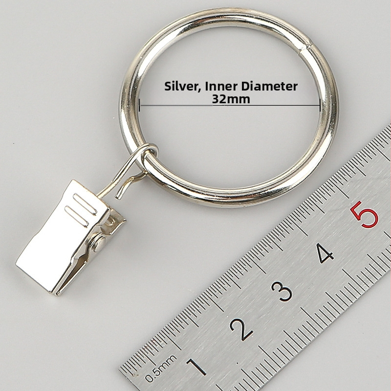 Nerūdijančio plieno užuolaidų žiedas su klipu, apvalus dušo užuolaidų žiedas Romos stiebui