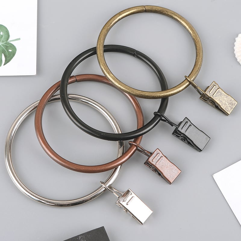 Nerūdijančio plieno užuolaidų žiedas su klipu, apvalus dušo užuolaidų žiedas Romos stiebui