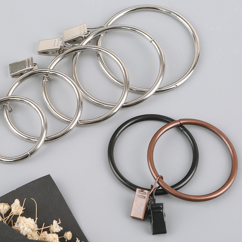 Nerūdijančio plieno užuolaidų žiedas su klipu, apvalus dušo užuolaidų žiedas Romos stiebui