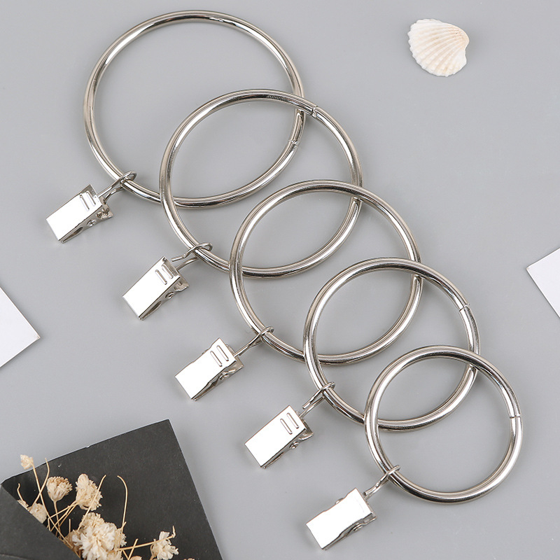 Nerūdijančio plieno užuolaidų žiedas su klipu, apvalus dušo užuolaidų žiedas Romos stiebui