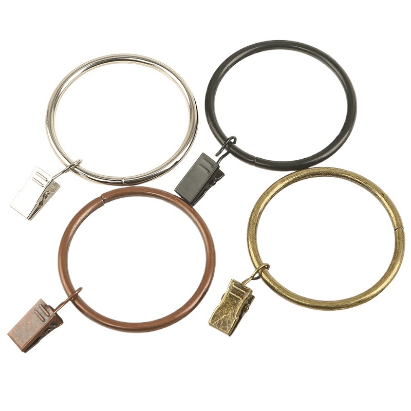 Nerūdijančio plieno užuolaidų žiedas su klipu, apvalus dušo užuolaidų žiedas Romos stiebui