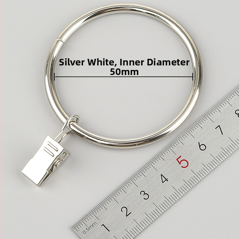 Nerūdijančio plieno užuolaidų žiedas su klipu, apvalus dušo užuolaidų žiedas Romos stiebui