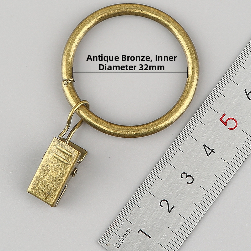 Nerūdijančio plieno užuolaidų žiedas su klipu, apvalus dušo užuolaidų žiedas Romos stiebui