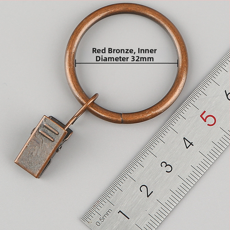 Nerūdijančio plieno užuolaidų žiedas su klipu, apvalus dušo užuolaidų žiedas Romos stiebui