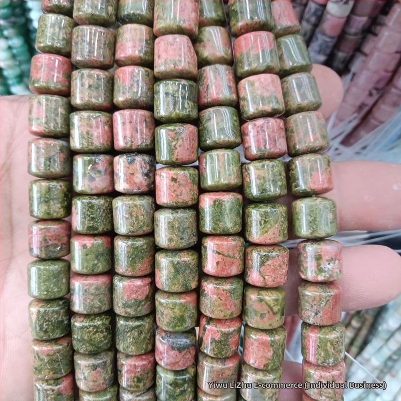 Κυλινδρικές χάντρες αχάτη από φυσική πέτρα για κοσμήματα – χειροποίητη λείανση, φυσικό μοτίβο