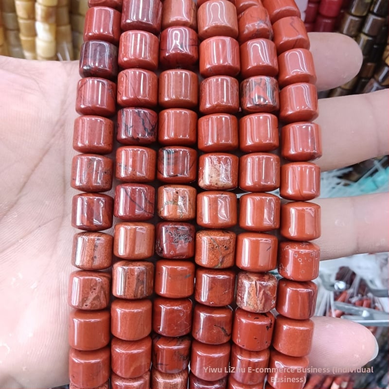 Κυλινδρικές χάντρες αχάτη από φυσική πέτρα για κοσμήματα – χειροποίητη λείανση, φυσικό μοτίβο