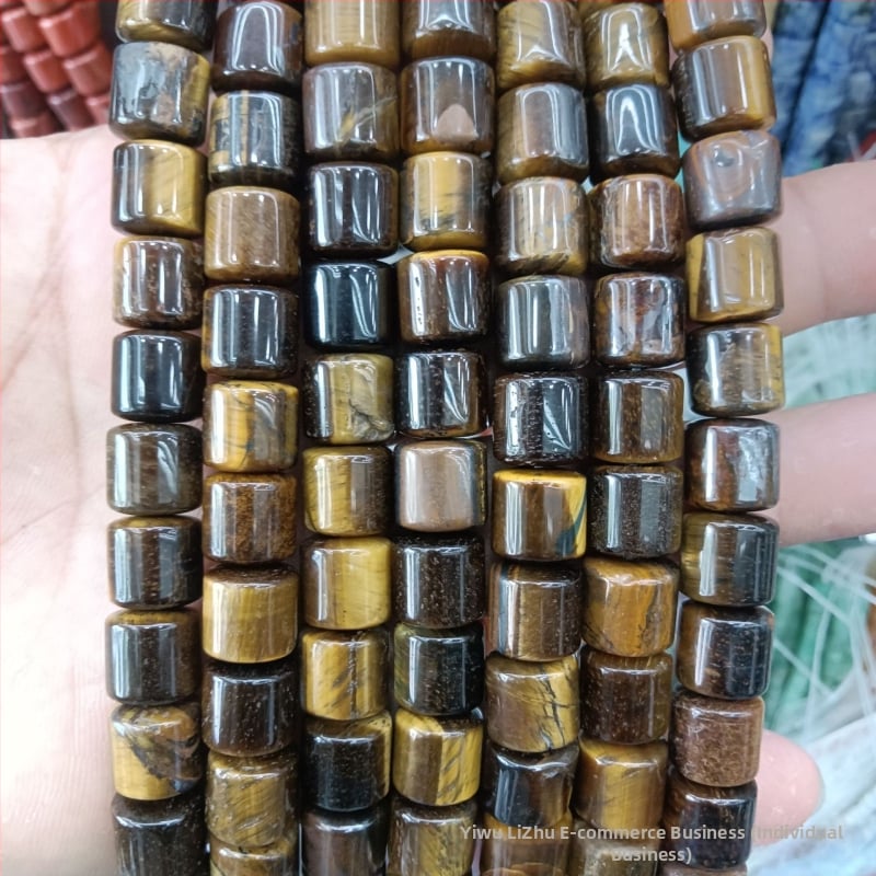 Κυλινδρικές χάντρες αχάτη από φυσική πέτρα για κοσμήματα – χειροποίητη λείανση, φυσικό μοτίβο