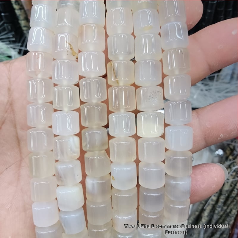 Κυλινδρικές χάντρες αχάτη από φυσική πέτρα για κοσμήματα – χειροποίητη λείανση, φυσικό μοτίβο