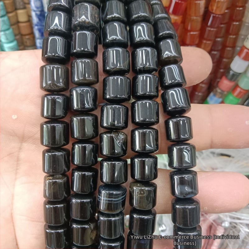 Κυλινδρικές χάντρες αχάτη από φυσική πέτρα για κοσμήματα – χειροποίητη λείανση, φυσικό μοτίβο