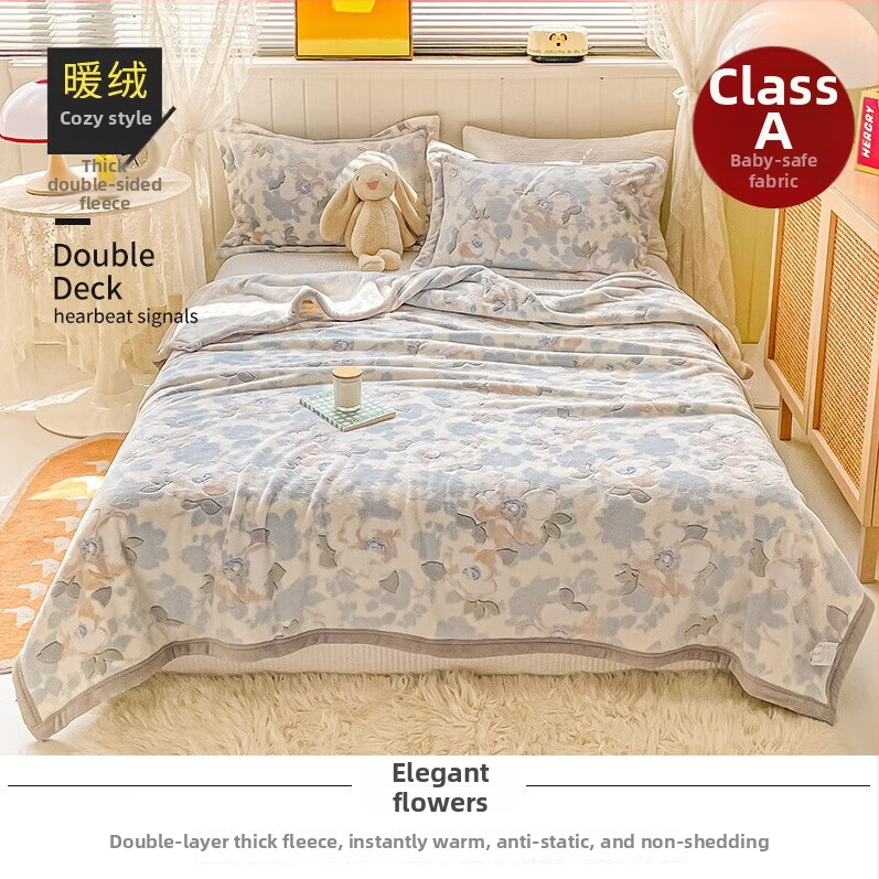 Korallfliis tekk LIFE HOME; polüestri kiud; kaal 1000 g; hooaeg kevad ja sügis; muster: taimed ja lilled