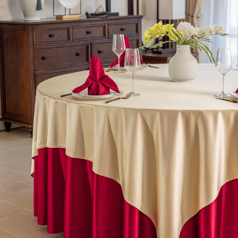 Față de masă rotundă pentru hotel, material textil, stil simplu și modern, model monocrom, rezistent la temperaturi înalte