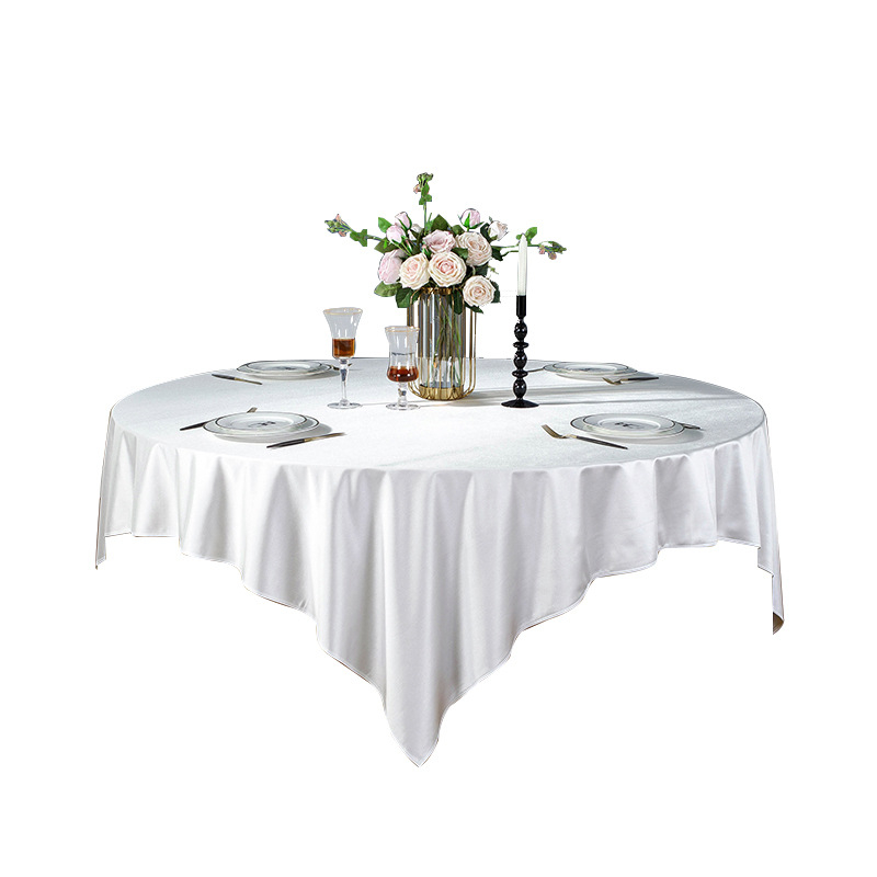 Față de masă rotundă pentru hotel, material textil, stil simplu și modern, model monocrom, rezistent la temperaturi înalte