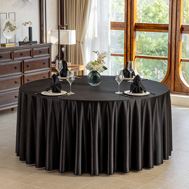 Față de masă rotundă pentru hotel, material textil, stil simplu și modern, model monocrom, rezistent la temperaturi înalte