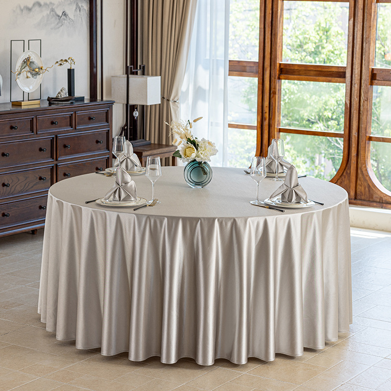 Față de masă rotundă pentru hotel, material textil, stil simplu și modern, model monocrom, rezistent la temperaturi înalte