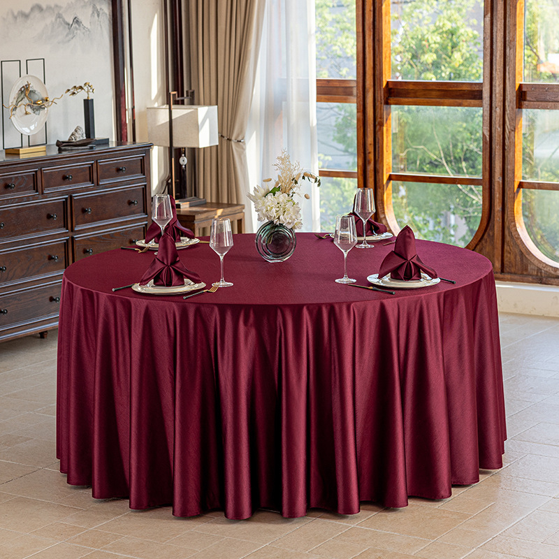 Față de masă rotundă pentru hotel, material textil, stil simplu și modern, model monocrom, rezistent la temperaturi înalte