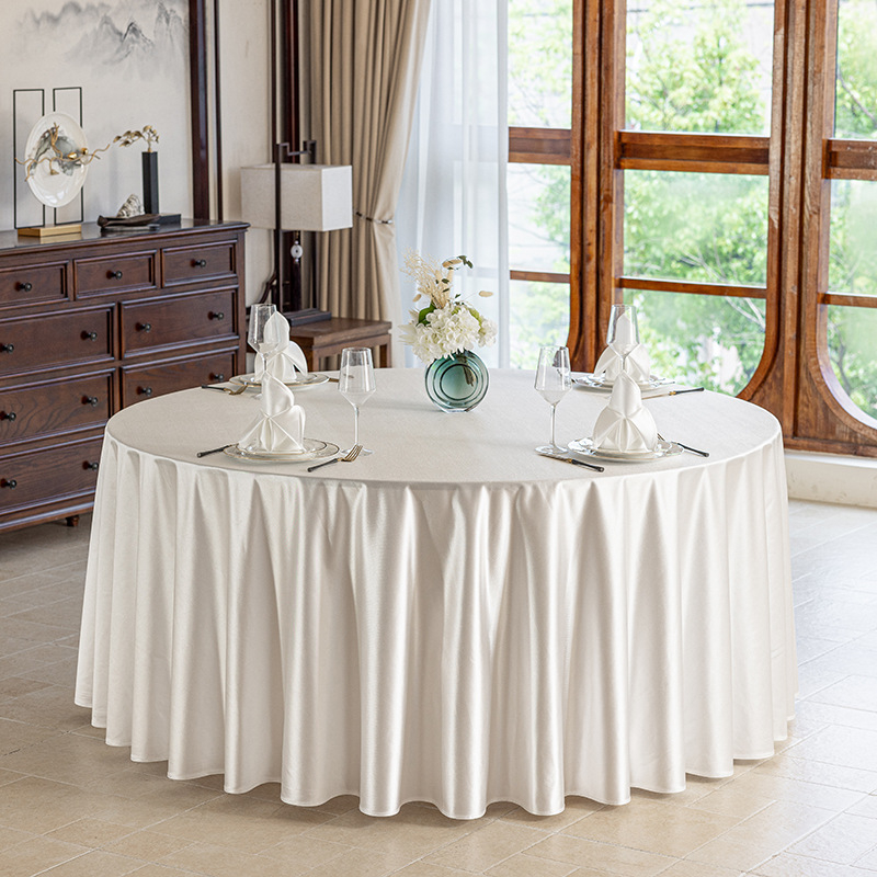Față de masă rotundă pentru hotel, material textil, stil simplu și modern, model monocrom, rezistent la temperaturi înalte