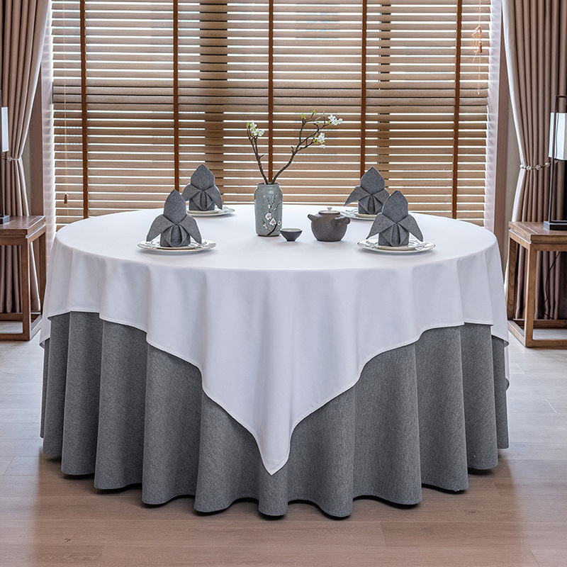 Kružni stolnjak za hotele i bankete – poliester, laneni izgled, jednostavan modern stil