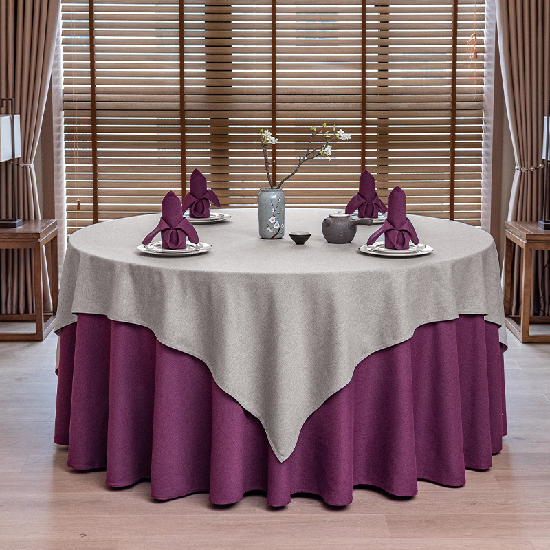 Kružni stolnjak za hotele i bankete – poliester, laneni izgled, jednostavan modern stil