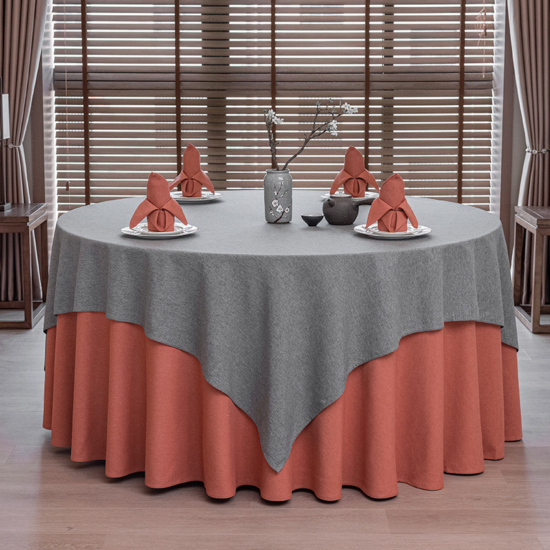 Kružni stolnjak za hotele i bankete – poliester, laneni izgled, jednostavan modern stil