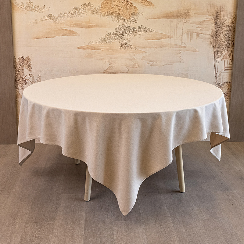 Kružni stolnjak za hotele i bankete – poliester, laneni izgled, jednostavan modern stil