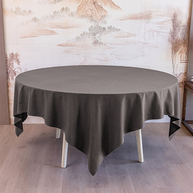 Kružni stolnjak za hotele i bankete – poliester, laneni izgled, jednostavan modern stil