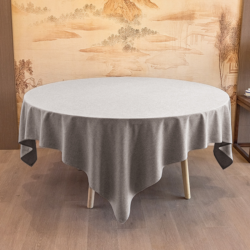Kružni stolnjak za hotele i bankete – poliester, laneni izgled, jednostavan modern stil