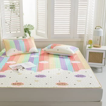 Natūralus latekso vėsinimo kilimėlis, trijų dalių komplektas, šilkinės švelnios paviršius, vasaros komfortui, latekso turinys 90%+, spausdinta pynė