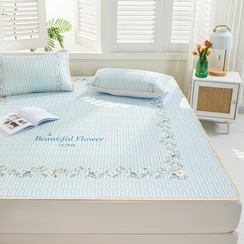 Natūralus latekso vėsinimo kilimėlis, trijų dalių komplektas, šilkinės švelnios paviršius, vasaros komfortui, latekso turinys 90%+, spausdinta pynė