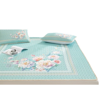 Natūralus latekso vėsinimo kilimėlis, trijų dalių komplektas, šilkinės švelnios paviršius, vasaros komfortui, latekso turinys 90%+, spausdinta pynė