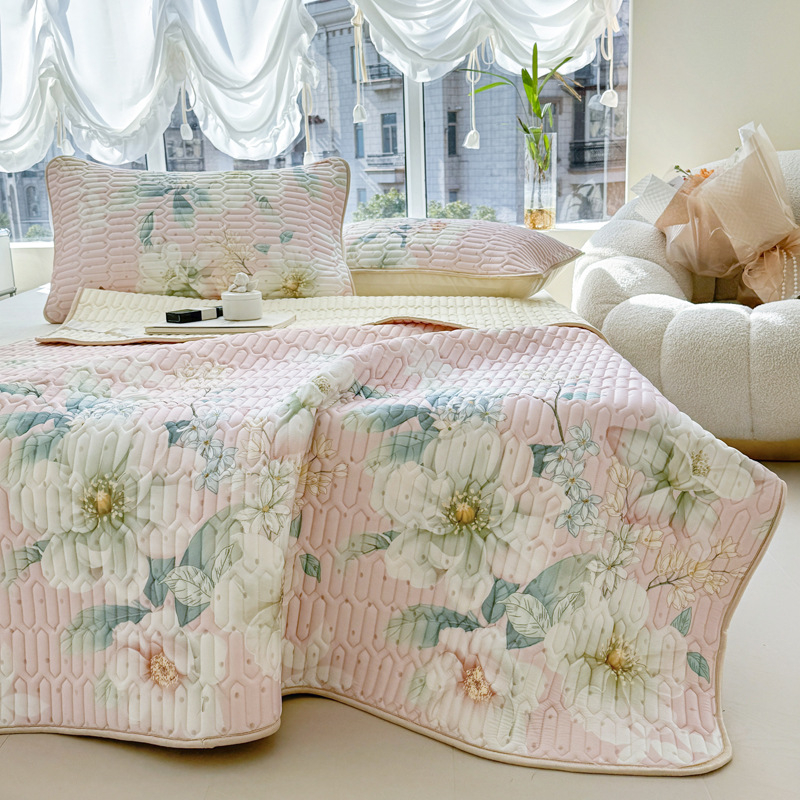 Natūralus latekso vėsinimo kilimėlis, trijų dalių komplektas, šilkinės švelnios paviršius, vasaros komfortui, latekso turinys 90%+, spausdinta pynė