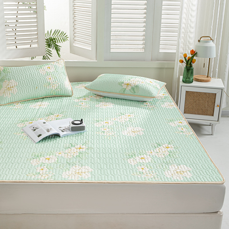 Natūralus latekso vėsinimo kilimėlis, trijų dalių komplektas, šilkinės švelnios paviršius, vasaros komfortui, latekso turinys 90%+, spausdinta pynė