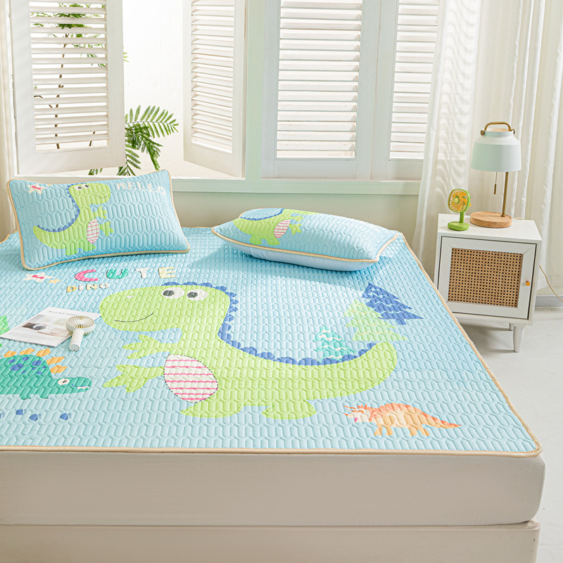 Natūralus latekso vėsinimo kilimėlis, trijų dalių komplektas, šilkinės švelnios paviršius, vasaros komfortui, latekso turinys 90%+, spausdinta pynė