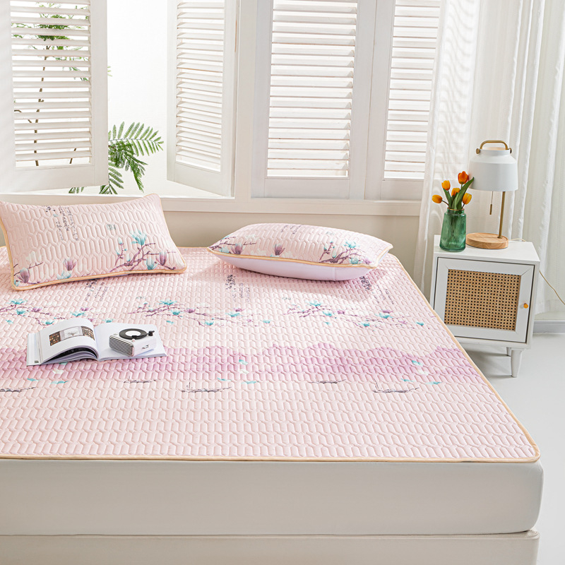 Natūralus latekso vėsinimo kilimėlis, trijų dalių komplektas, šilkinės švelnios paviršius, vasaros komfortui, latekso turinys 90%+, spausdinta pynė