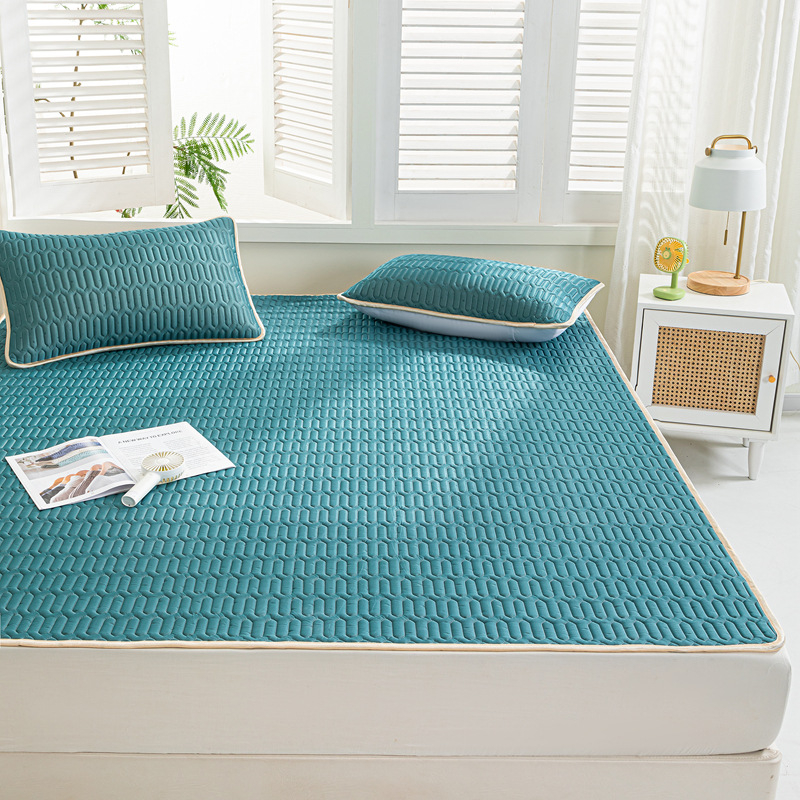 Natūralus latekso vėsinimo kilimėlis, trijų dalių komplektas, šilkinės švelnios paviršius, vasaros komfortui, latekso turinys 90%+, spausdinta pynė