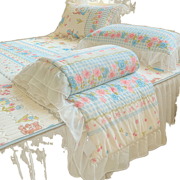 Latekso vėsinantis komplektas lovai — 4 dalių užvalkalų rinkinys + 3 dalių ledo šilko kilimėlis, šiuolaikinis minimalistinis stilius, spausdinta audinys