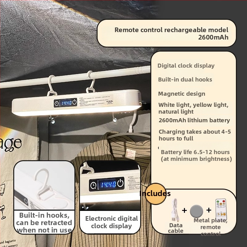 Naktinė lemputė šalia lovos su ABS gaubtu, balsinis valdymas, įmontuota baterija, įtampa iki 36V, CRI ≥95
