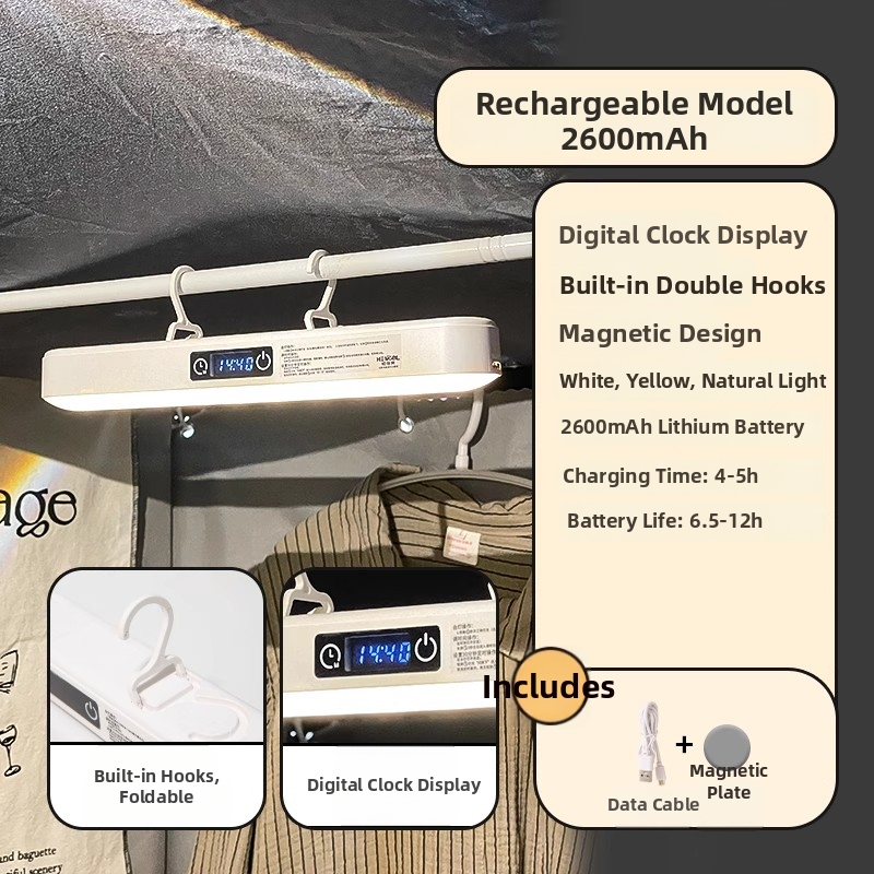 Naktinė lemputė šalia lovos su ABS gaubtu, balsinis valdymas, įmontuota baterija, įtampa iki 36V, CRI ≥95