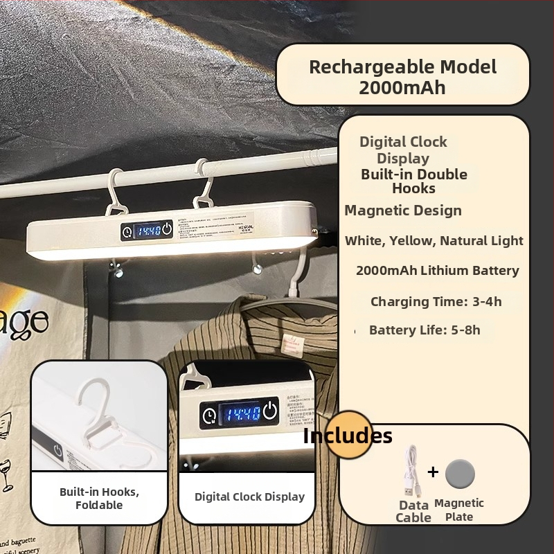 Naktinė lemputė šalia lovos su ABS gaubtu, balsinis valdymas, įmontuota baterija, įtampa iki 36V, CRI ≥95