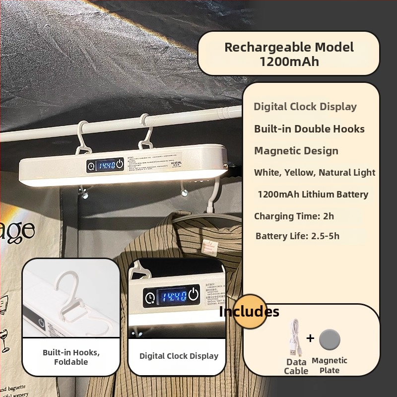 Naktinė lemputė šalia lovos su ABS gaubtu, balsinis valdymas, įmontuota baterija, įtampa iki 36V, CRI ≥95