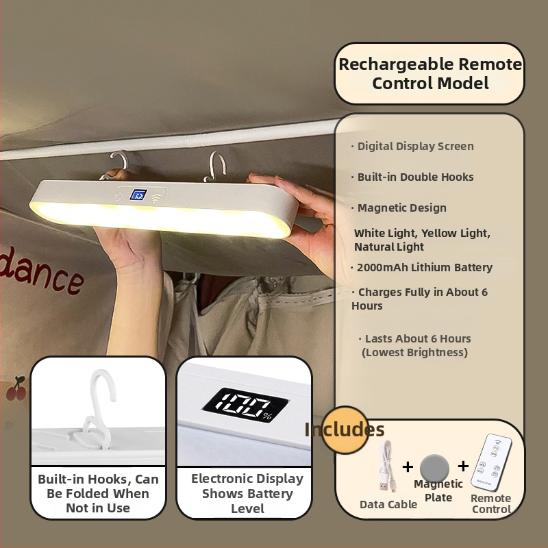 Naktinė lemputė šalia lovos su ABS gaubtu, balsinis valdymas, įmontuota baterija, įtampa iki 36V, CRI ≥95