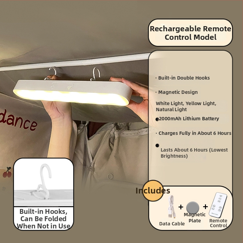 Naktinė lemputė šalia lovos su ABS gaubtu, balsinis valdymas, įmontuota baterija, įtampa iki 36V, CRI ≥95