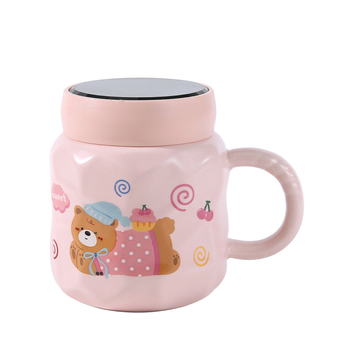 Keraamiline kruus Cartoon Candy Series kaanega kinkekarbis – kolmetosaline komplekt, peegeltaoline viimistlus, mikrolaineohutu